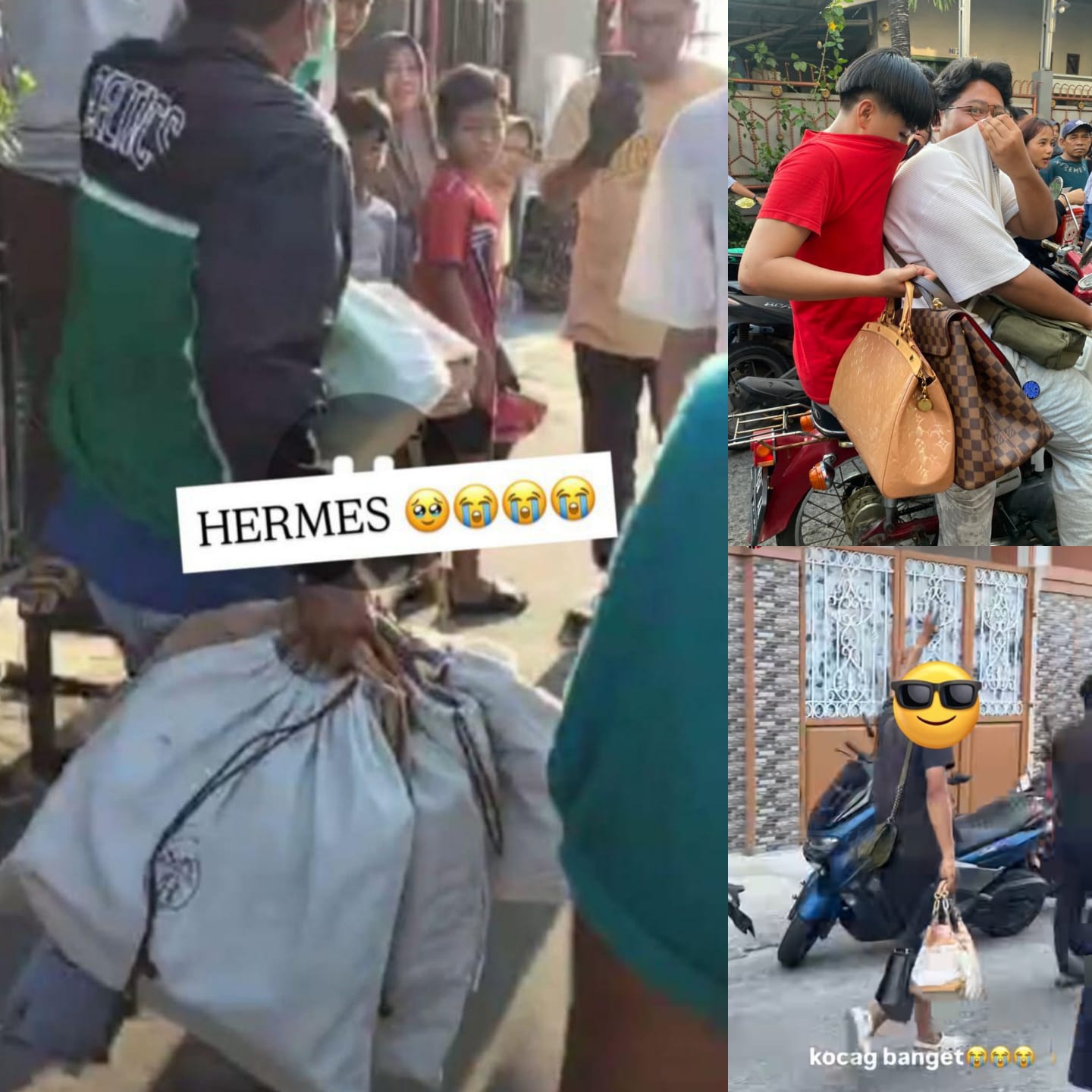 Tas branded yang dijarah warga. Foto: Dok. X