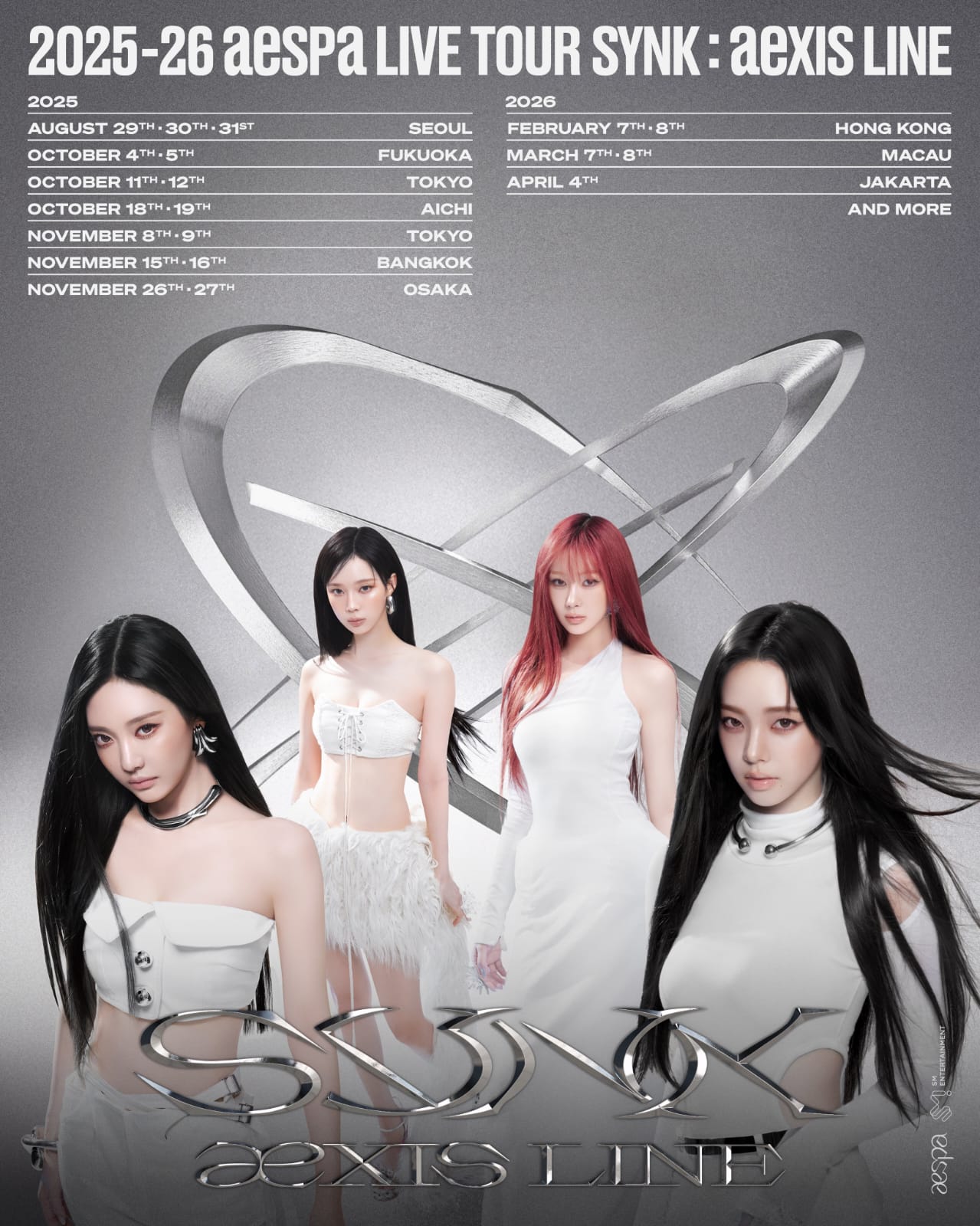 Daftar kota tur konser dunia aespa. Foto: Dok. X @aespa_official