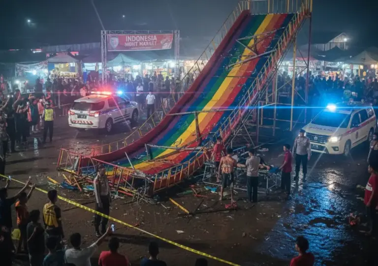 Malam Horor di Air Upas Wahana 'Rainbow Slide' Pasar Malam Ambruk, Empat Pengunjung Terluka Serius!