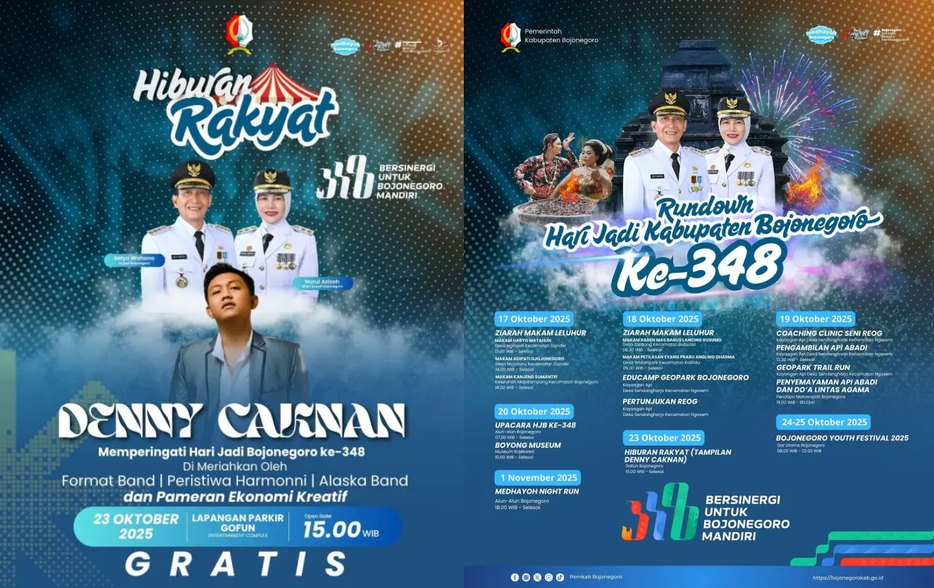 Bojonegoro Rayakan HJB Ke-348: Dari Prosesi Adat Hingga Konser Denny Caknan dan Bondan Prakoso