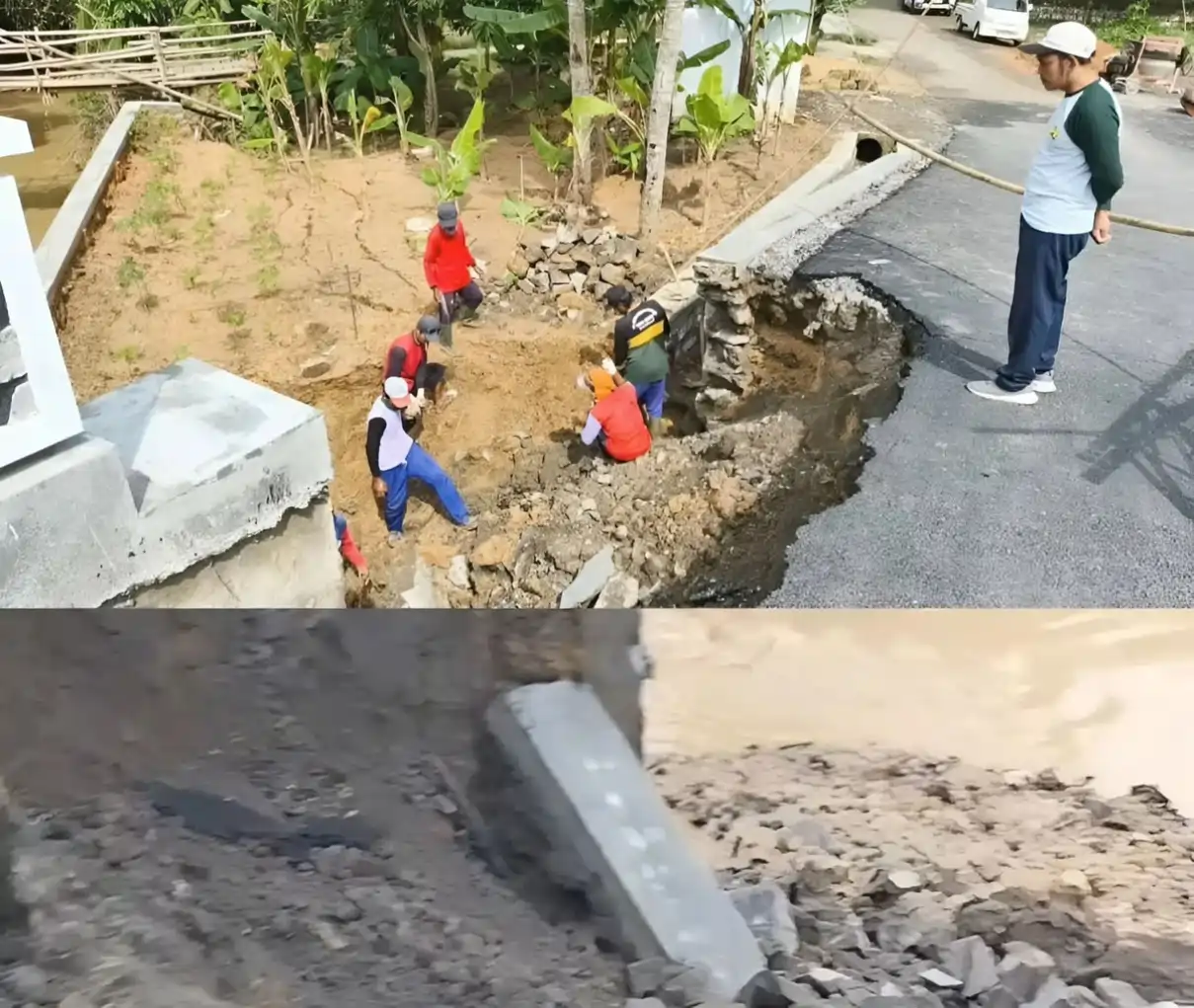 Talud Jembatan Desa Pelemgede Pati Ambrol, DPUTR Pastikan Struktur Utama Tetap Aman