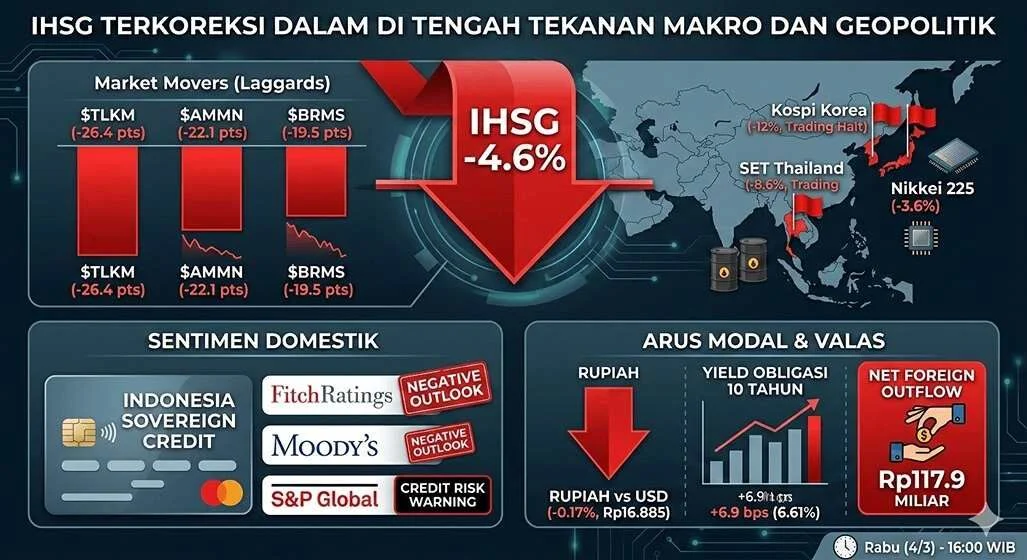 Darurat Geopolitik: IHSG Anjlok 4,6%, Asing Net Sell Rp117,9 Miliar