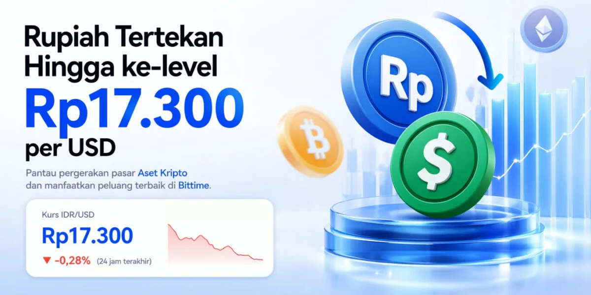 Rupiah Kembali Tertekan Ke-level Terendah Rp17.300 per Dolar AS, Trading Volume USDT dan BTC di Bittime Melonjak dalam 24 Jam
