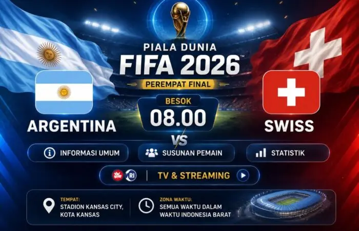 Prediksi Skor: Argentina Bakal Tumbangkan Swiss di Perempat Final Piala Dunia 2026