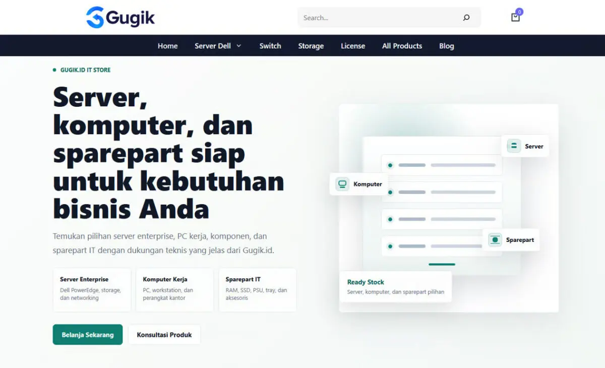 Gugik.id Menjadi Mitra Terpercaya Pengadaan Sparepart IT dan Server di Indonesia