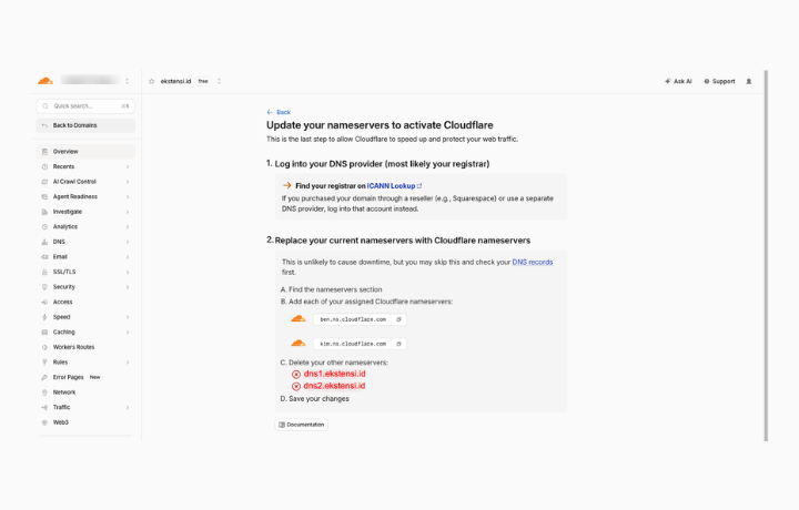 Ganti Nameserver di Registrar Domain