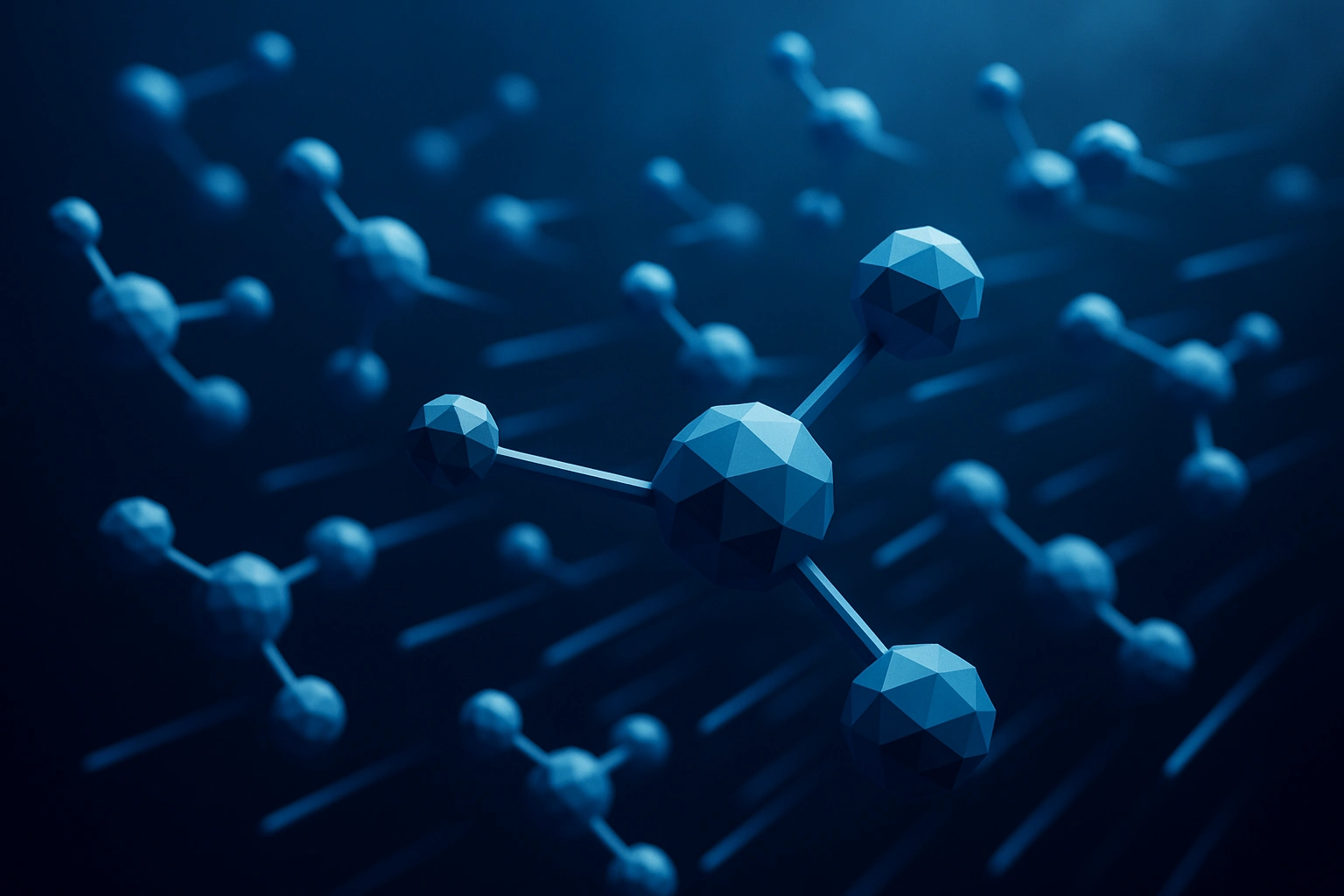 3D low-poly particle system in motion