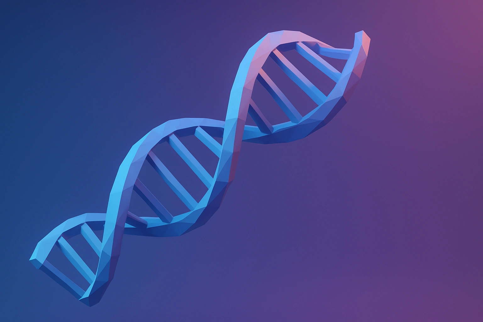 3D low-poly DNA helix structure floating in space