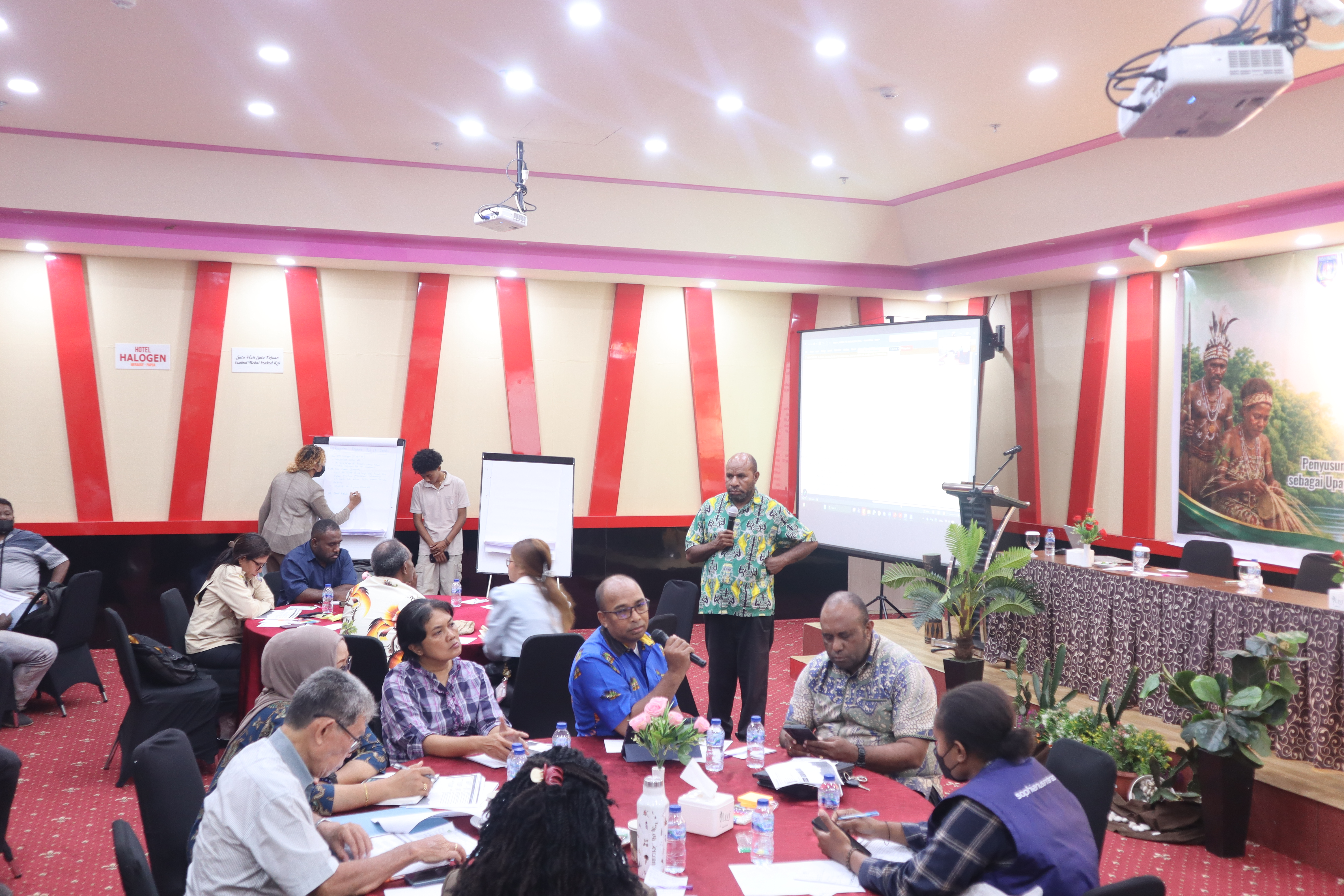 Partisipasi aktif dari peserta dalam menyampaikan pandangan, masukan, dan rekomendasi terkait penguatan pangan lokal serta mitigasi perubahan iklim di Papua Selatan.