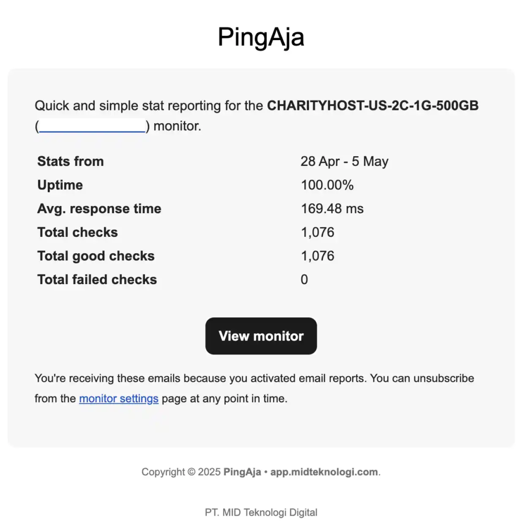 monitoring server dengan PingAja