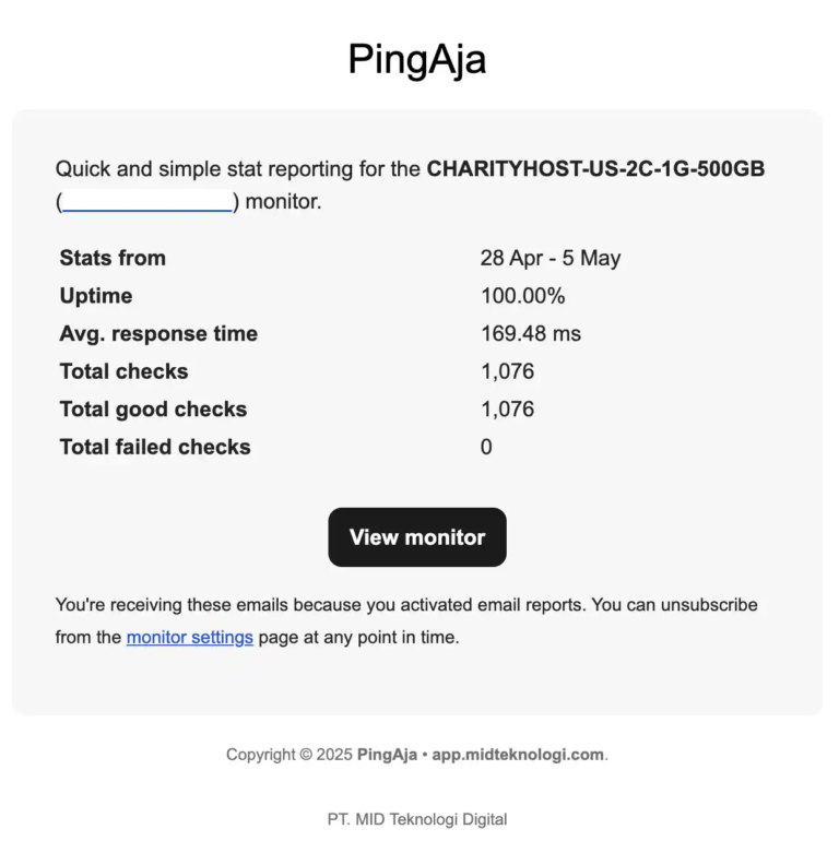 monitoring server dengan PingAja