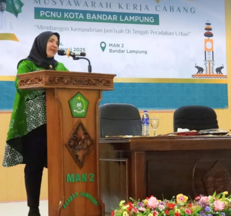 Eva Dwiana Buka Muskercab ke-1 PCNU Bandar Lampung