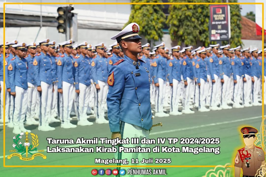 Taruna Akmil Tingkat III dan IV TP 2024/2025 Laksanakan Kirab Pamitan di Kota Magelang