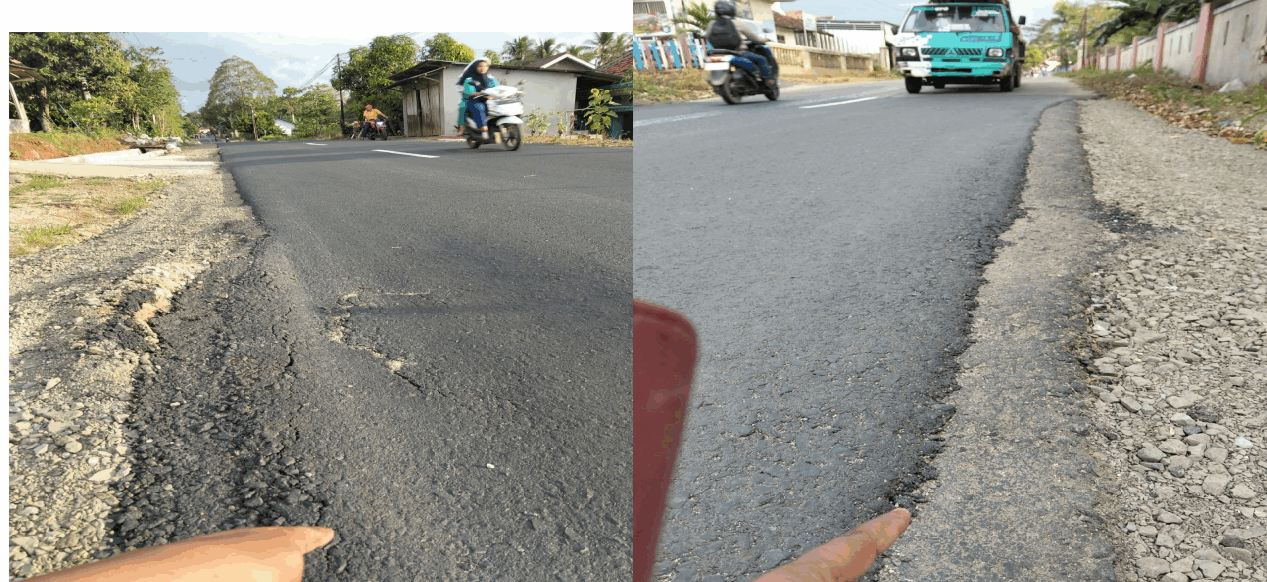 Baru Dibangun Sudah Hancur, Proyek Jalan Gedong Tataan Rp5 M Dituding Proyek Akal-akalan