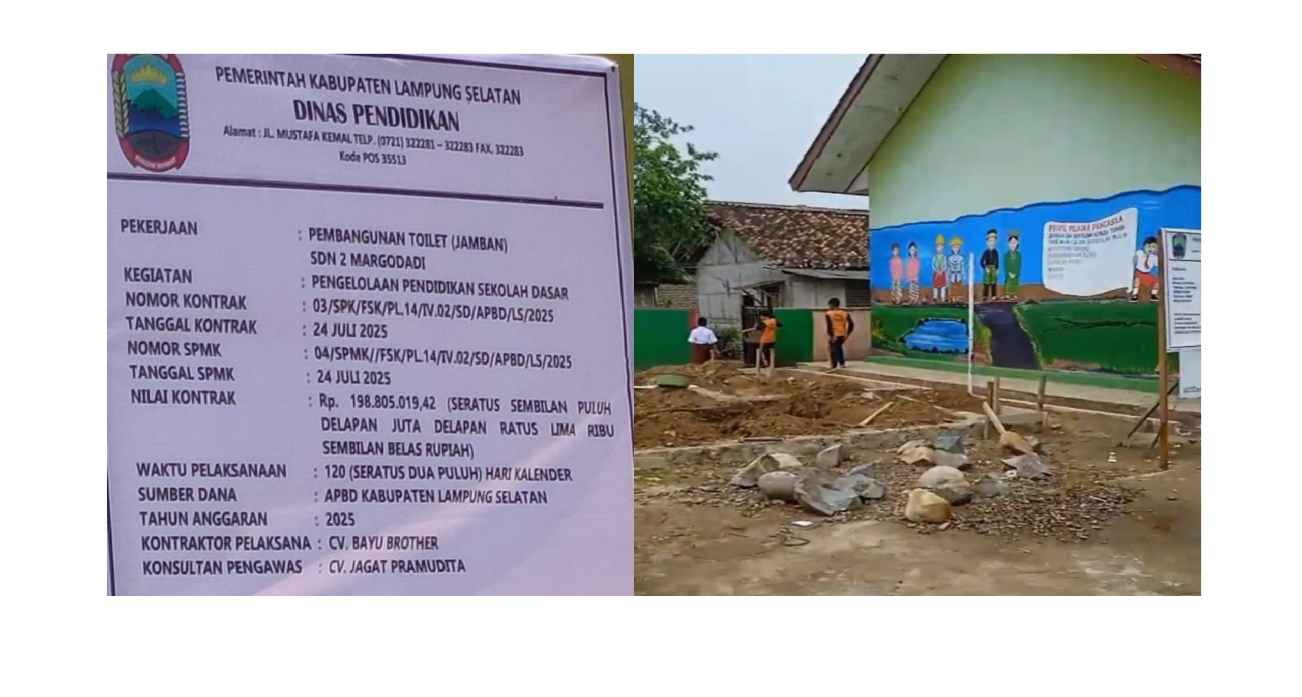 Disdik Lamsel Diduga Tutup Mata soal Proyek Toilet SDN Margodadi yang Dinilai Boros Anggaran