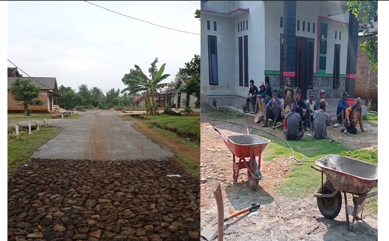 Warga Kebayan XV Desa Bandar Agung Patungan Bangun Jalan