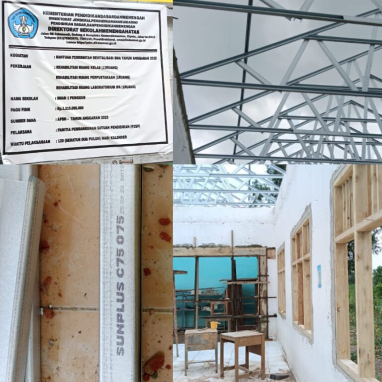 Rehab Ruang Kelas SMA Negeri 1 Punggur Rp1,2 Miliar Gunakan Baja Ringan Tidak Sesuai RAB dan Kayu Bekas Aset Disdik Raib