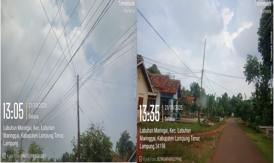 Kabel Internet di Labuhan Maringgai Semrawut dan Membahayakan, Warga Sebut  Pemasangan Tidak Berizin