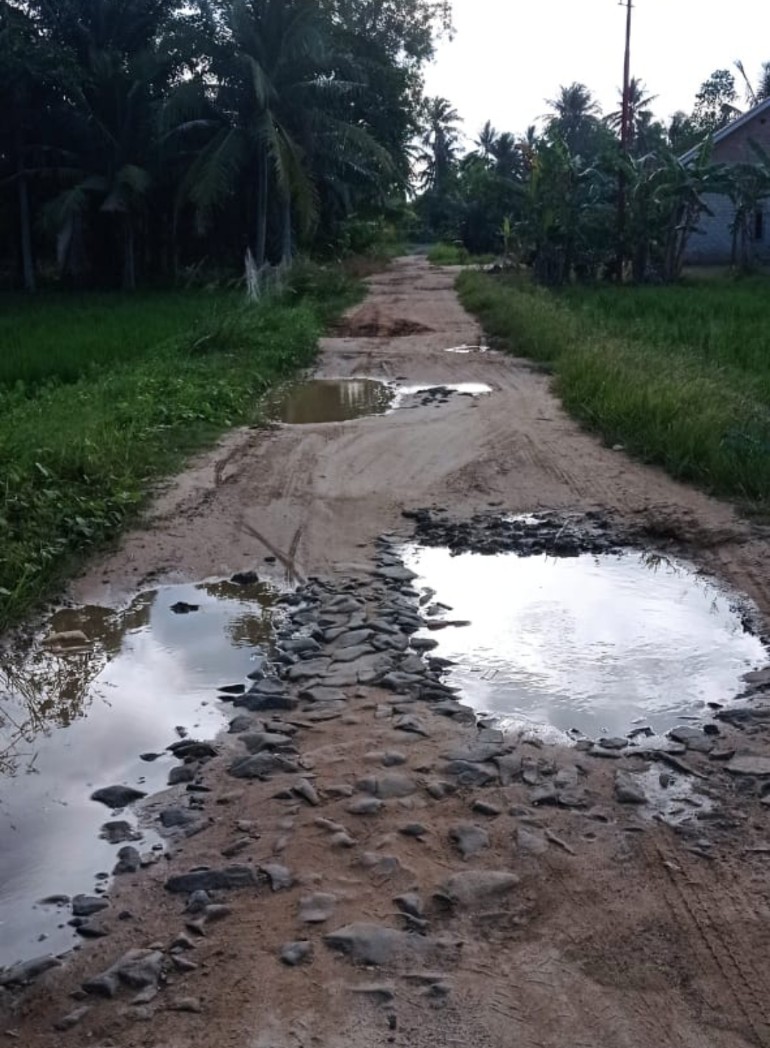 15 Tahun Terabaikan, Jalan Akses TPU dan Dua Sekolah di Desa Bandar Negeri Rusak Parah
