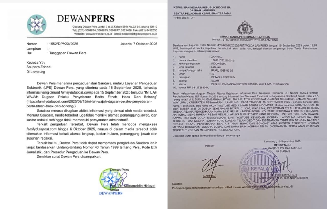 Terlapor Penyebar Kebencian Balik Laporkan Dugaan Pencemaran Nama Baik oleh situs online dan Konten Media Sosial Hingga Rekomendasi Dewan Pers?