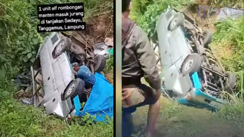 Bus Elf Rombongan Pengantin Asal Bogor Masuk Jurang di Tanjakan Sedayu Dua Tewas