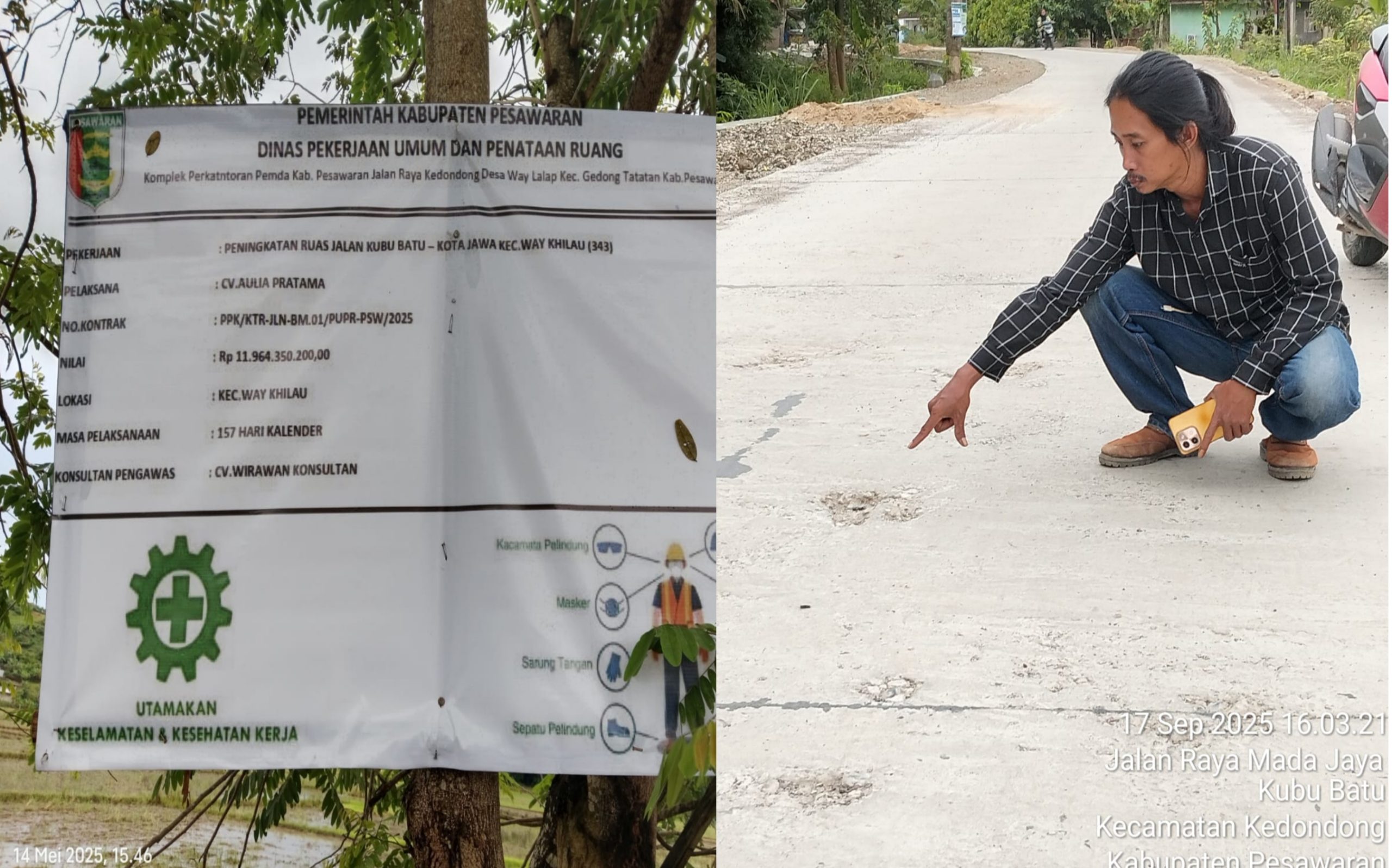 Proyek Peningkatan Jalan di Way Khilau Lagi-lagi, Disorot, Kualitas Dinilai Buruk dan Sarat Korupsi