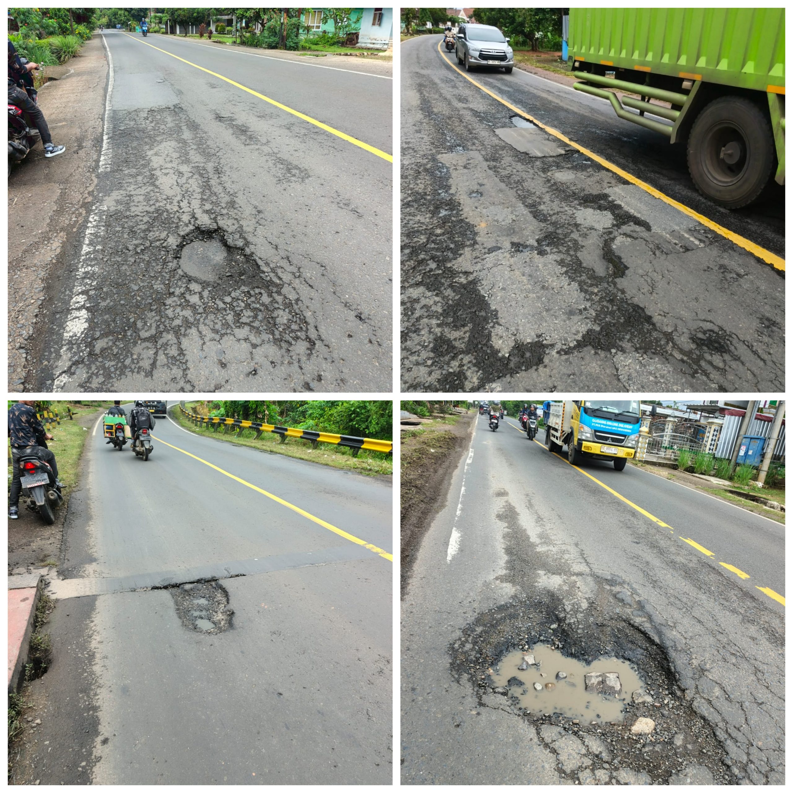 Tambal Sulam Jalan Jalinbar Gedong Tataan-Sanggi Dikeluhkan Warga, Masih Banyak Lubang yang Diabaikan