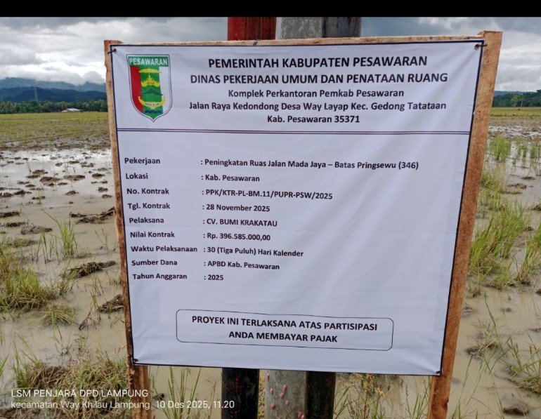 Proyek Jalan Madajaya Way Khilau Rp396 Juta Disoal Warga, Rigid Berubah Rabat, Volume Tak Sesuai Janji