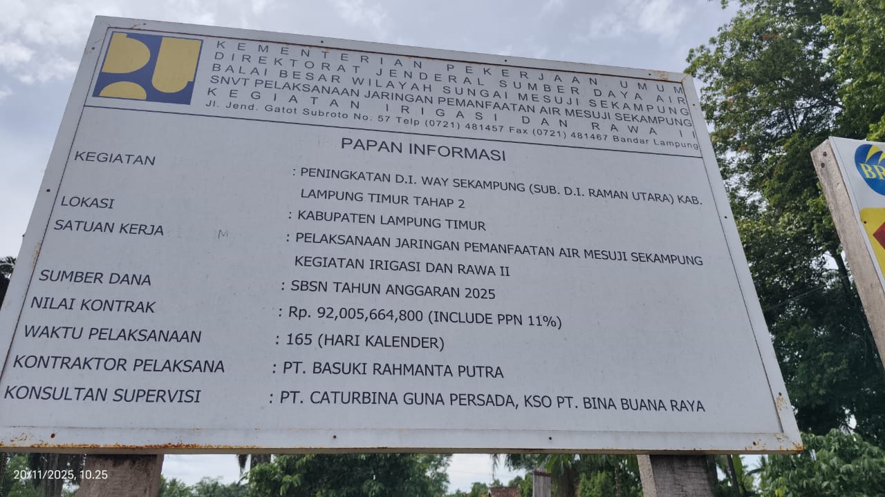 Kejari Lamtim Dalami Dugaan Korupsi Proyek di Way Sekampung Senilai Rp92 Miliar