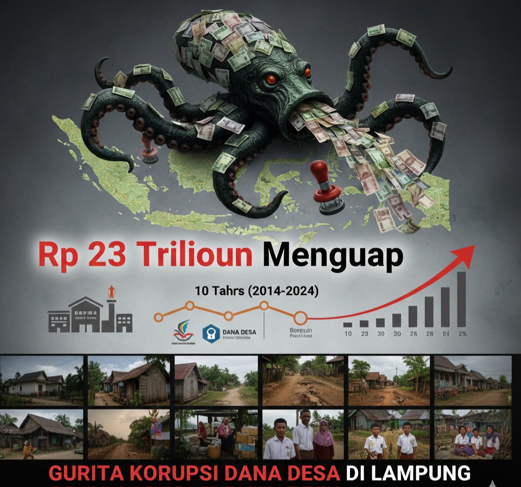 Gurita Korupsi Dana Desa di Lampung 10 Tahun, Rp 23 Triliun Menguap, Desa Tetap Merana