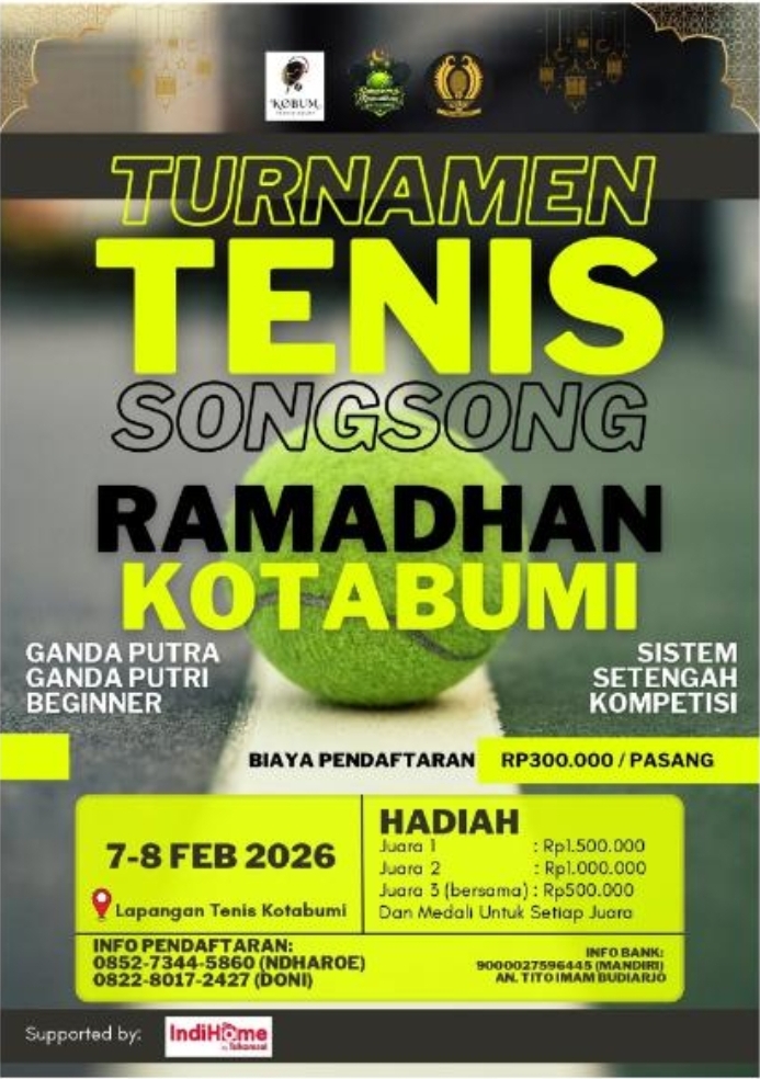 Geliatkan Olahraga Tenis, Pemuda Lampung Utara Gelar Turnamen ‘Songsong Ramadhan’ Berhadiah Jutaan Rupiah