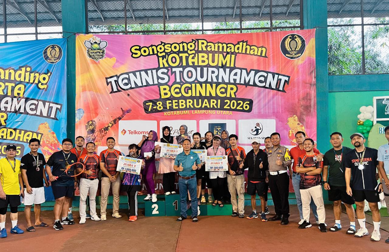 Kejuaraan Tenis Songsong Ramadan di Kotabumi Berlangsung Meriah