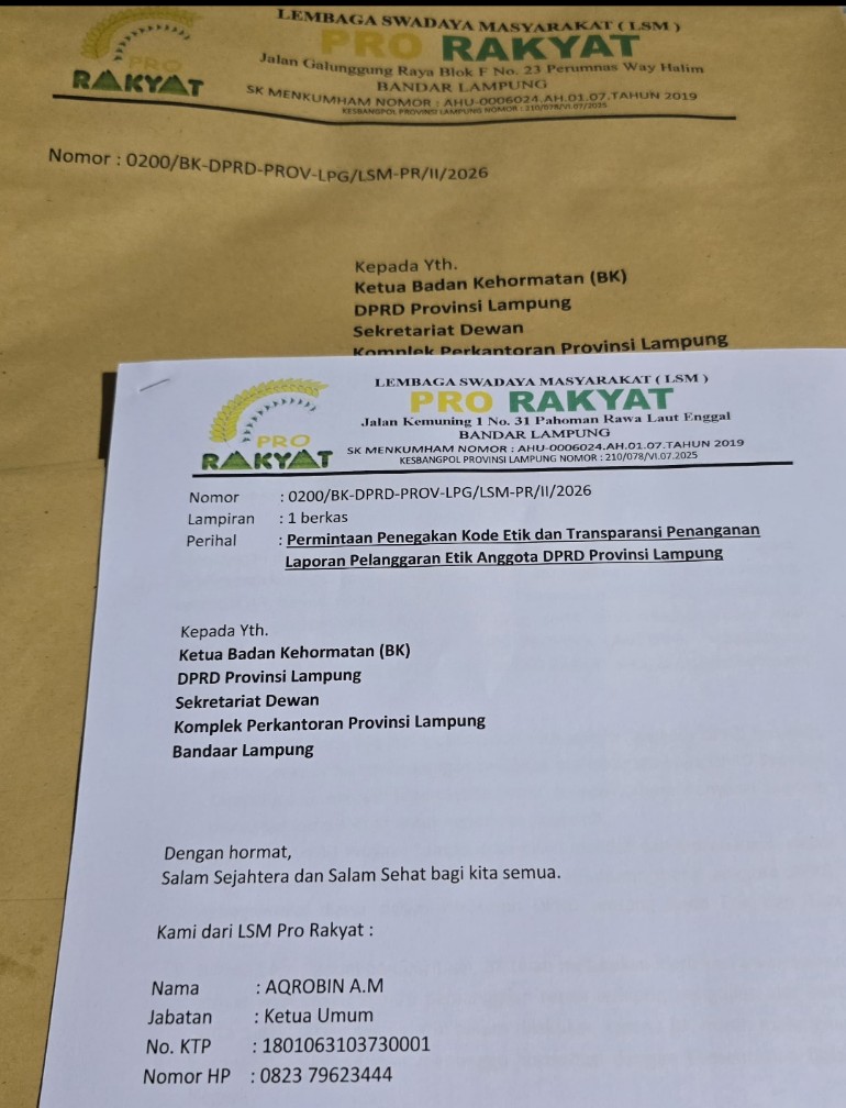 LSM Pro Rakyat Desak BK Copot Oknum DPRD Lampung, Aksi Kempiskan Ban Mahasiswi Dinilai Arogan dan Tak Beretika