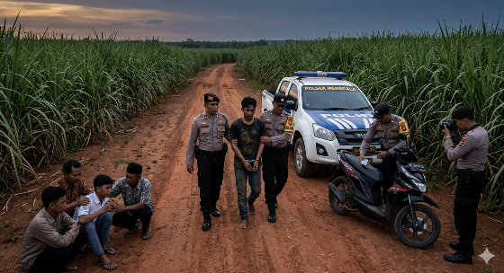 Hari Pertama Lebaran: Modus Motor Mogok, Residivis Begal Dua Pelajar di Perkebunan Tebu PT SIL
