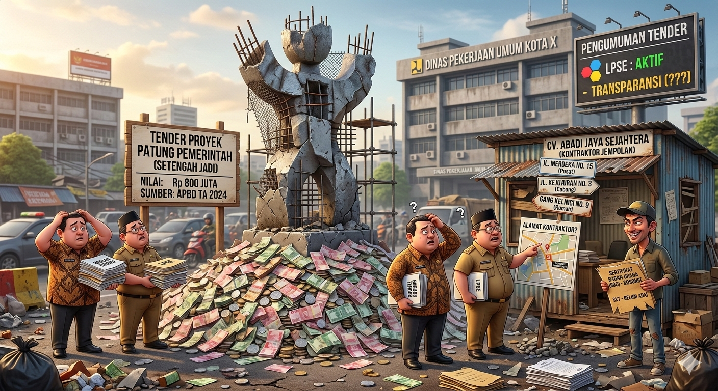 Alamat Berbeda, Sertifikat Tak Ada: Tender Patung Rp800 Juta Perkimta Tubaba Memantik Tanda Tanya