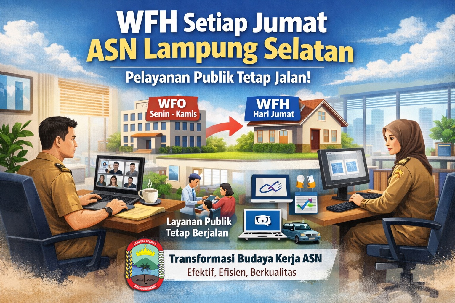 ASN di Lampung Selatan WFH Mulai 10 April, Hendry Ingatkan Pelayanan Tak Boleh Terganggu