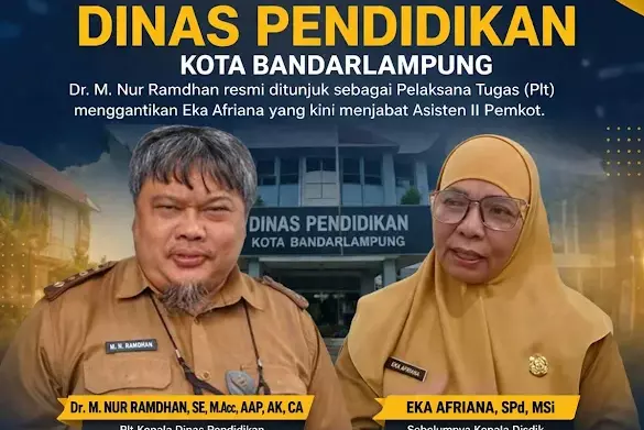 Nur Ramdhan Resmi Jabat Plt Kadisdik Bandarlampung Gantikan Eka Afriana