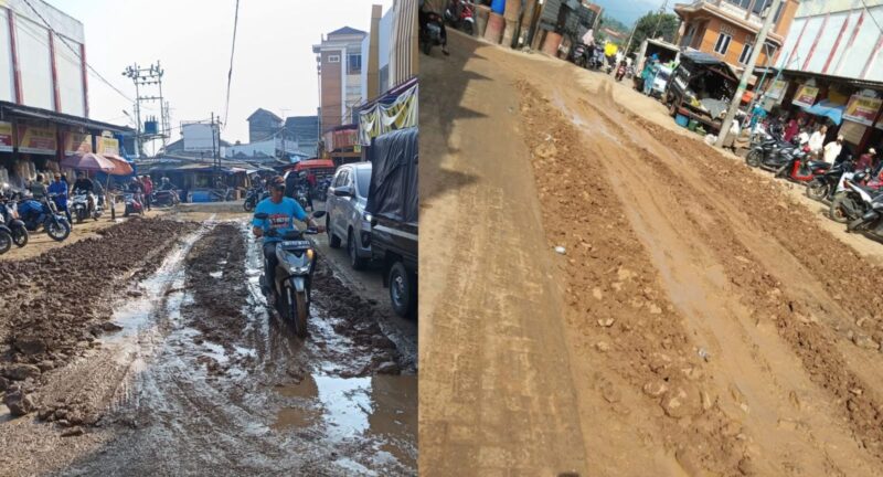 Janji Pembangunan Ditagih, Warga Keluhkan Jalan Pasar Talang Padang Bak Kubangan