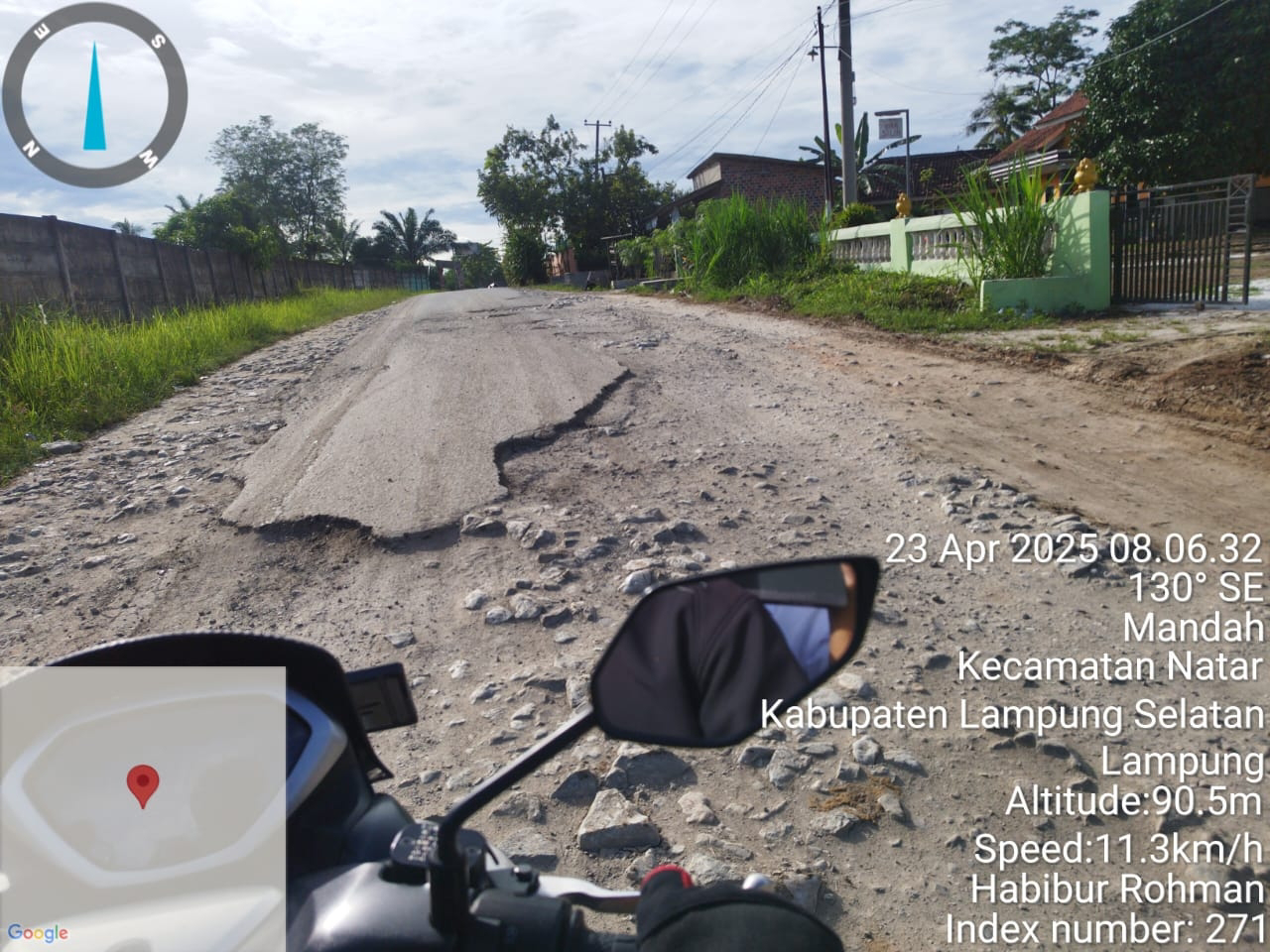 Lapor Pak Egi, Jalan Penghubung Tiga Desa di Natar Rusak Parah, Aktivitas Truk Overtonase Jadi Sorotan