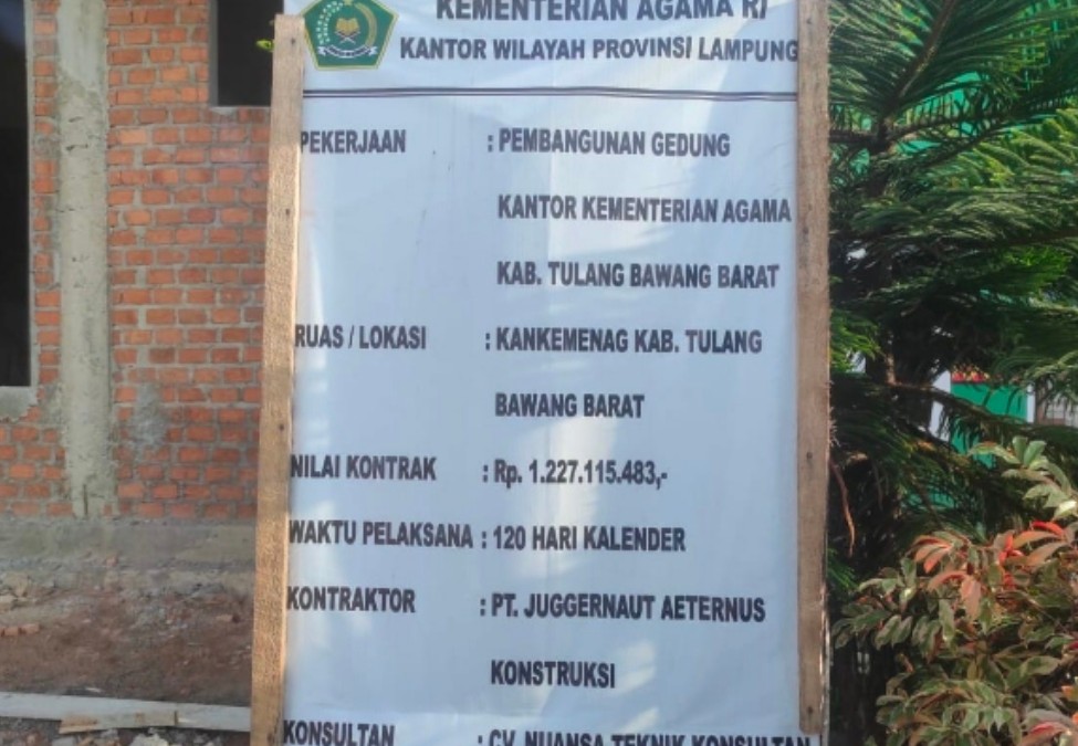 Aroma Janggal Tender Gedung Kemenag Lampung, Pemenang Baru Berdiri dan Minim Kualifikasi