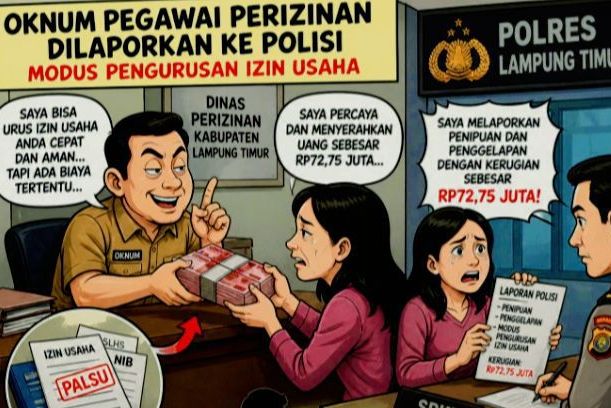 Oknum Mantan Pegawai Perizinan Lampung Timur Dilaporkan ke Polisi, Diduga Tipu Warga Rp72 Juta