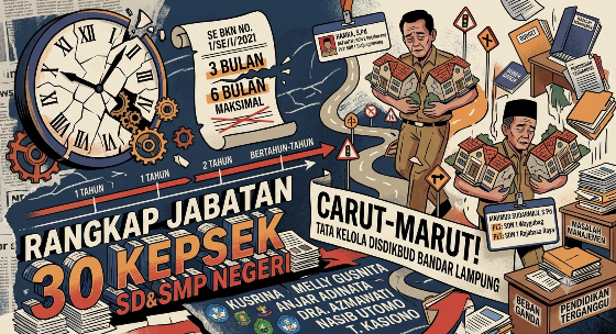 Menahun dan Melanggar Aturan 30 Kepala Sekolah Rangkap Jabatan di Bandarlampung