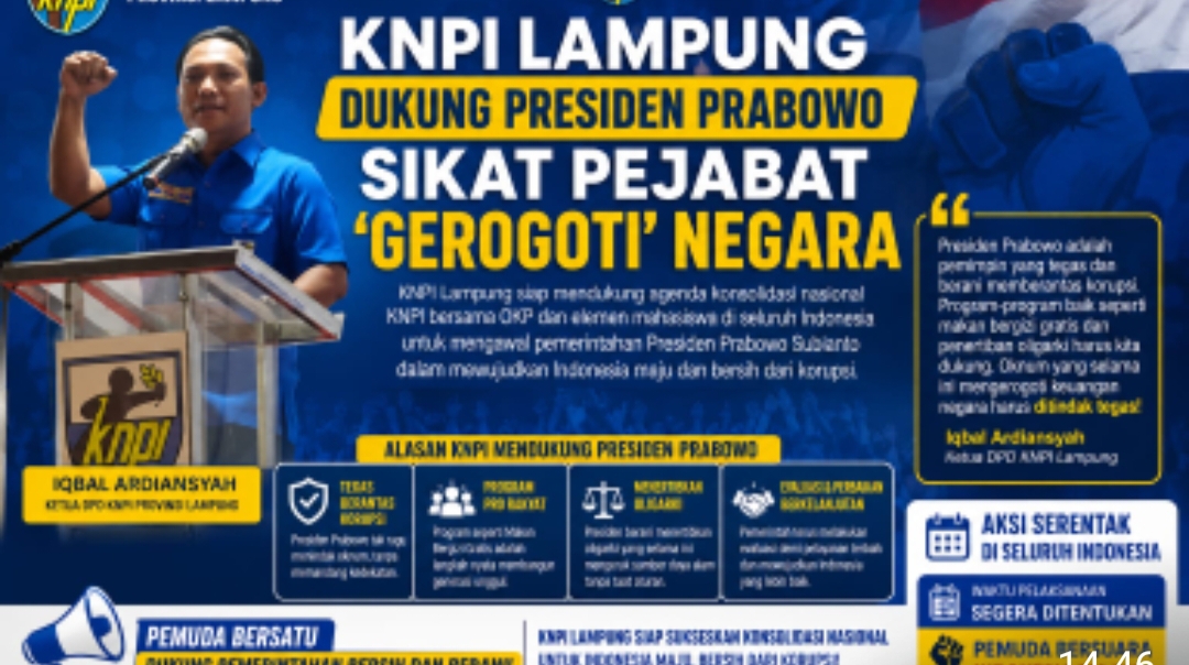 KNPI Lampung Dukung Prabowo Berantas Koruptor