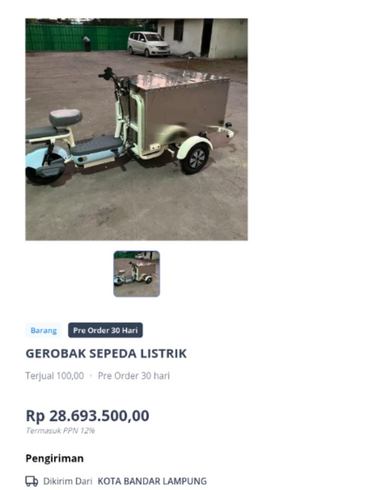 Belanja Bantuan Gerobak Listrik Pemkot Bandar Lampung 2025 Beraroma Kolusi, Muncul Dugaan Mark Up Rp1,45 Miliar