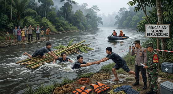 Dua Remaja Hanyut di Sungai Pekon Jogyakarta Pringsewu