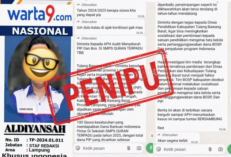 Nama Dicatut Modus Penipuan, Redaksi Warta9.com Terbitkan Pengumuman Resmi