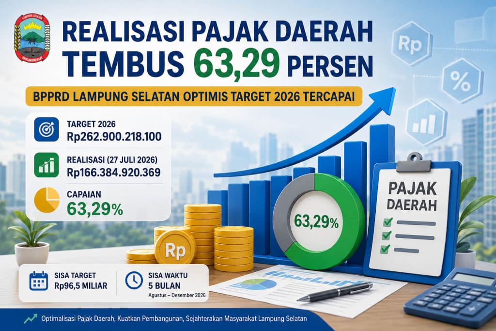 Realisasi Pajak Lampung Selatan 63,29 Persen, BPPRD Yakin Target 2026 Tercapai