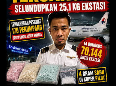 Bawa 25 Kg Ekstasi dan Sabu di Koper, Pilot Maskapai Malaysia Ditangkap di Bandara Soetta
