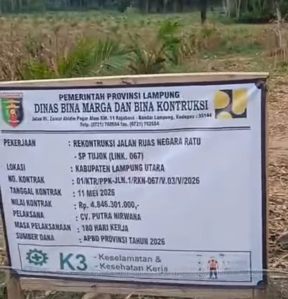 Mangkrak dan Ambrol Saat Dikerjakan, Proyek Talut Rp4,8 Miliar BMBK Lampung di Lampura Viral