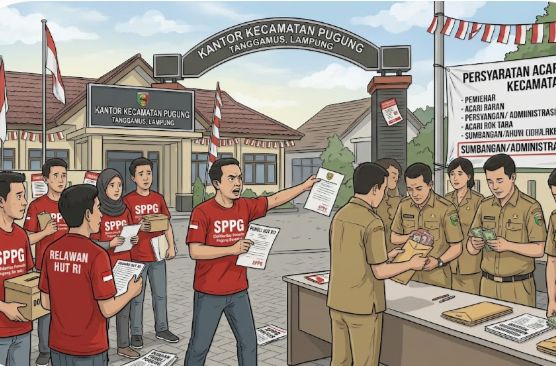Dugaan Permintaan Dana HUT RI ke-81 dari Kecamatan Pugung ke SPPG Disorot, Relawan Keberatan